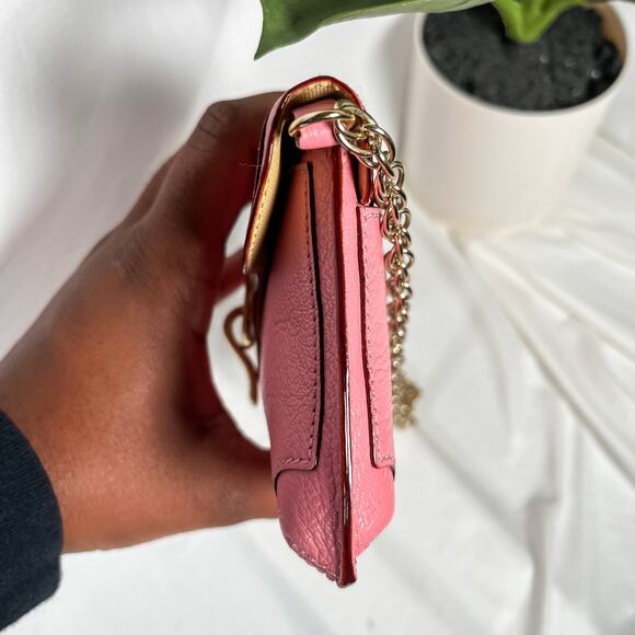 KATE SPADE Barbie Pink Leather Chain Pochette Bag Mirror Clasp Shoulder Purse - Picture 5 of 13